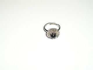 1965 Sarah Coventry Black Beauty Adjustable Ring Cabochon Glass 