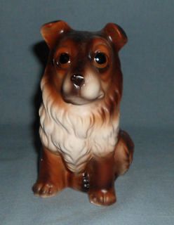 Vintage Wales Porcelain Collie Lassie Puppy Dog Sitting Figurine
