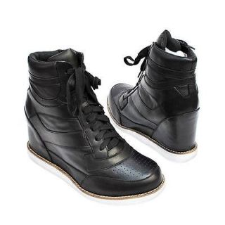 Jeffrey Campbell Conceal Wedge Patent Leather Sneaker EU 39 Black