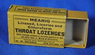 Vtg Mearig Empty Cardboard Box Chloroform Lozenges Medicine New 