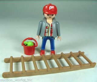 Playmobil Apple Orchard Worker Figure w/ Ladder Bucket