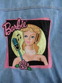 Womens Size Large Jerry Leigh Embroidered Barbie Doll Denim Coat 