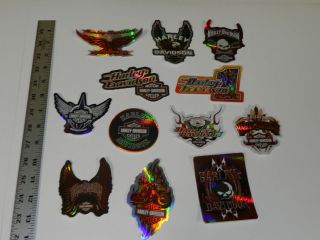 LOT OF 12 HARLEY DAVIDSON WINDOW DECALS (AS PICTURED)