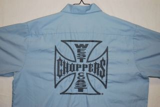 VTG Jesse James West Coast Choppers S/S Blue Button Up Shirt Mens L