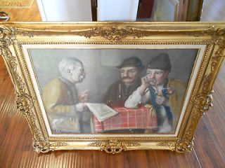   OIL PAINTING BY GEORGE A HORVATH OF INTERIOR GENRE SCENE RARE
