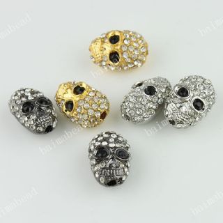  CLEAR CRYSTAL SKULL SPACER FINDINGS LOOSE BEADS FOR BRACELETS HOT