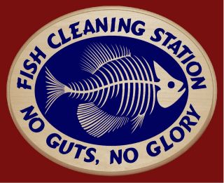 Wood Plaque Fish Cleaning Station, No Guts, No Glory Art Decor for 