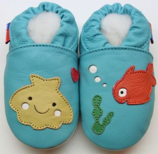 soft sole baby slippers undersea aqua 12 18m first walking leather 