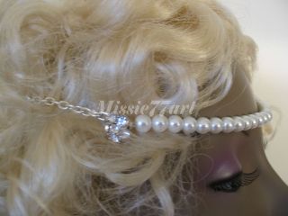 Glass Pearl Diamante Silver Wedding Circlet Headband Headpiece   one 