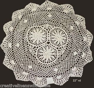 22 Round Beige Cotton Crochet Lace Doily Tablecloth 1P