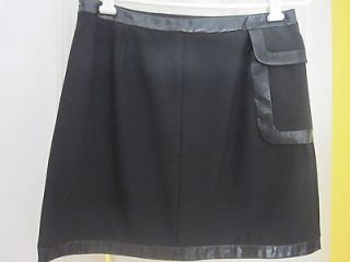 International Concepts Black Pleather Trim Skirt Size 8 Petite