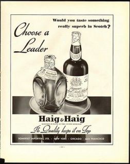 1935 Print Ad HAIG & HAIG Scotch Choose a Leader Quality keeps it on 