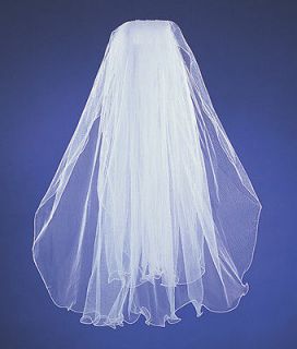 Two Tier White Bridal Wedding Fingertip Wired Edge Veil with Comb