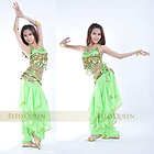 11 color Sequins Bra Top with Bell Rotating Pants 2pcs set Belly Dance 
