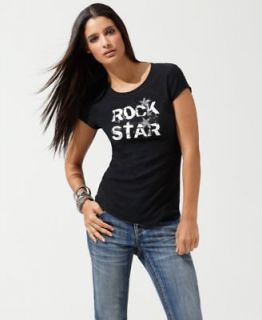 44 NWT Womens INC INTERNATIONAL CONCEPTS Rock Star Logo Top T Shirt 