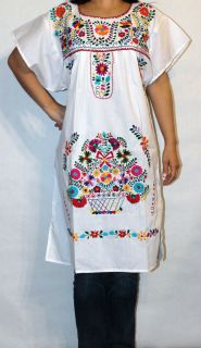 Assorted Knee Length Peasant Tunic Embroidered Mexican Dress XS S M 