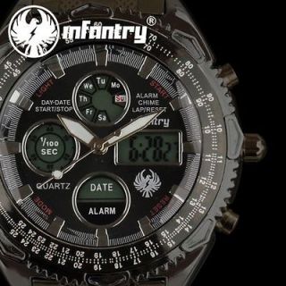   Analog Steel Alarm Date Day ARMY Mens NEW Sport Gift Wrist Watch