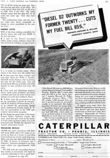 1939 Caterpillar CAT Diesel D2 Track Type Farm Tractor Ad