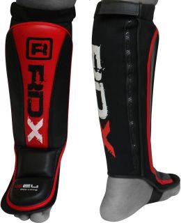 RDX Leather Pro Gel Shin Instep Pads MMA Leg Foot Guards Muay Thai 