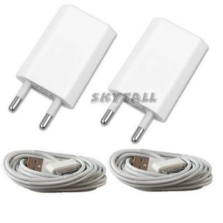 2X USB EU AC Power Adapter Wall Charger Plug + SYNC Cable iPod iPhone 