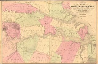 1862 johnson antique civil war map of richmolnd va returns