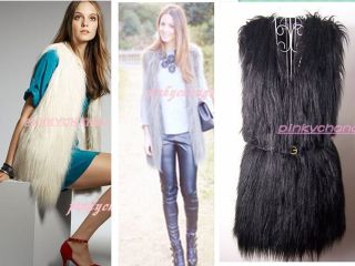 colors New Long Hair Trend Faux Fur Waistcoat Vest /////S XXXL