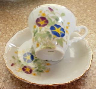   Demitasse Espresso Cup & Saucer HOUBIGANT Made in Japan Morning Glory