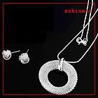  Silver Plated Fashion Elegant Charm Lovely mesh Necklace Earring hot