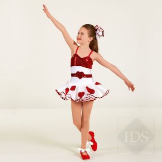 So Sweet Queen of Hearts Tutu Ballet Dress Dance Costume White & Red