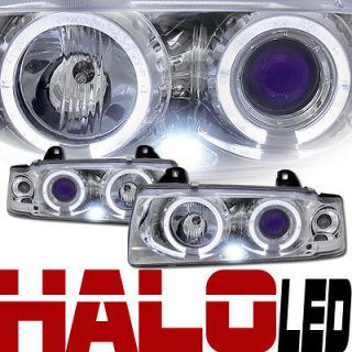CHROME LED DUAL HALO RIMS PROJECTOR HEADLIGHTS PARKING 1P 92 98 BMW 