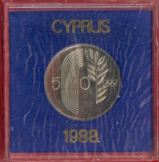 Cyprus 1988 Seoul Olympics Games BU 50 cents,C/N coin, In official 