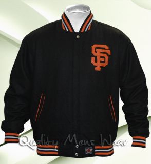 SAN FRANCISCO GIANTS Wool Jacket 2XL Black Orange Reversible Water 