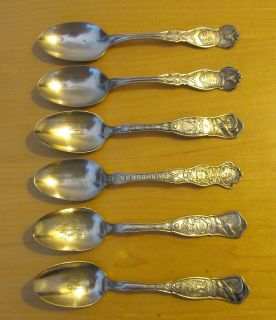 Lot Of SIX Antique Silverplated Souvenir Spoons New Jersey Ohio 
