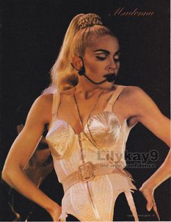   MINI POSTER 2001 Pin Up JEAN PAUL GAULTIER CONE BRA OUTFIT Full Page