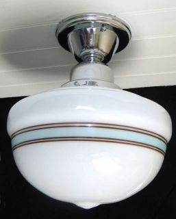 Vtg. Hvy. Milk Glass Round 6 Ball Schoolhouse Pendant Swag Lamp Light 
