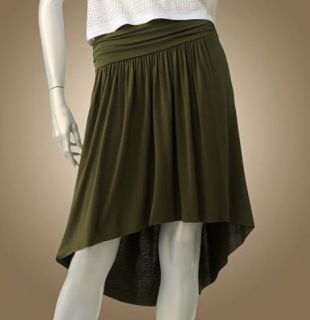 Jennifer Lopez Ruched Hi Low Olive Green Skirt Size S, M, L MSRP $50 