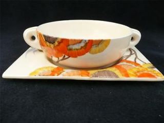 CLARICE CLIFF BIARRITZ RHODANTHE SOUP BOWL AND DISH