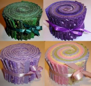 Green, Purple, Lavender, Pastel Fabric Jelly Rolls
