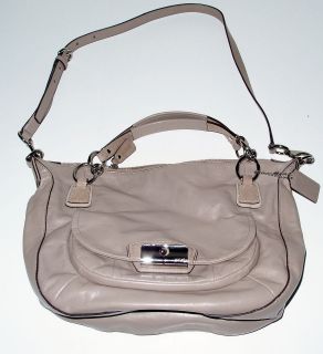 NEW SEXY LT GRAY COACH ROUND LEATHER SATCHEL WITH SHOULDER STRAP