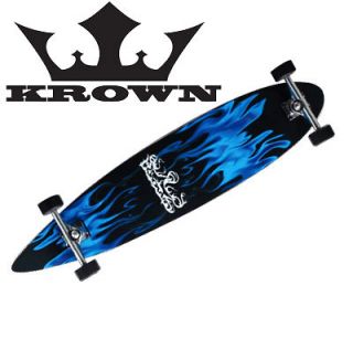Krown Complete Pintail Skateboard Longboard Blue Flame
