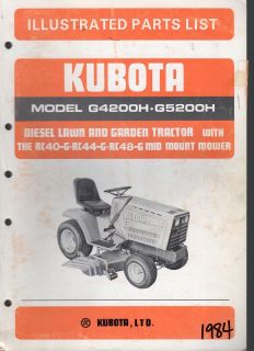 KUBOTA DIESEL LAWN AND GARDEN TRACTOR G4200H & G5200H ILLUSTRATED 
