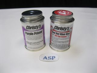   Red Hot Blue Glue and Purple Primer Christys 4oz of Each Hot Tub Spa