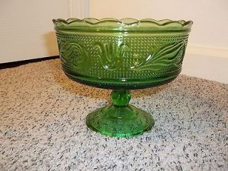 Newly listed E. O. Brody Co Green Glass Pedestal Bowl   Candy Dish