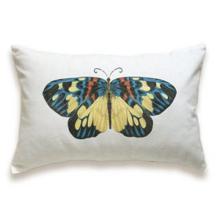 Butterfly Pillow Cover 12x18 Lumbar Cushion White Ivory Teal Blue 