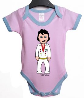 VIPWees THE KING ROCK AND ROLL BABY GROW VEST RETRO CLOTHES MUSIC GIFT 