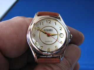 gitano ladies quartz date watch with new leather band time