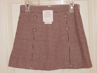 JANIE and JACK LITTLE PARIS Size 8 Pink Brown Houndstooth Skirt NWT