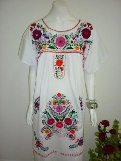 4XL Plus Size Vintage Style Boho Tunic Embroidered Mexican Dress 