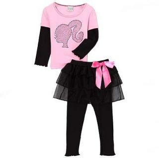 Baby Girls 2/3T Retro BARBIE shirt & tutu leggings outfit Boutique 