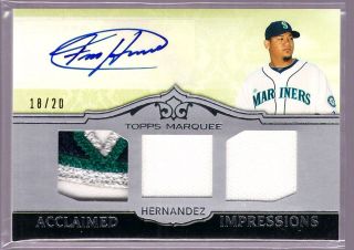 FELIX HERNANDEZ MARINERS 2011 MARQUEE AUTO PATCH #18/20 AUTOGRAPH 4 